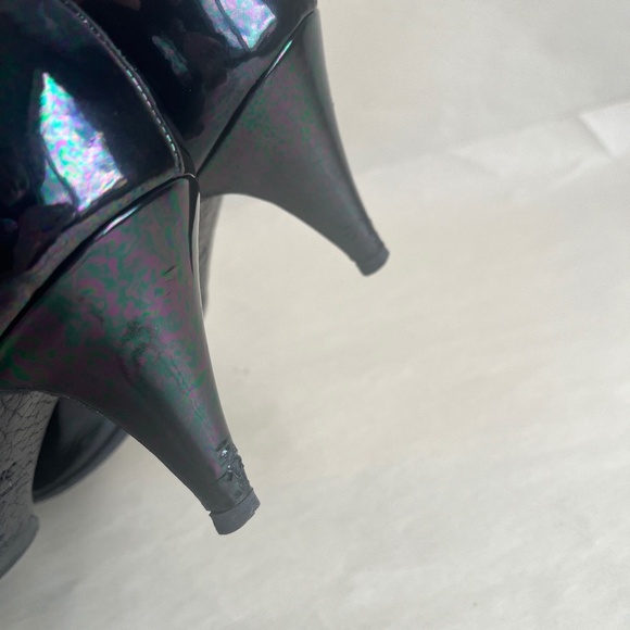 Pedro Garcia Black/Multicolor/Green Pointed Toe Patents Leather Heels Pumps 8.5 - Picture 12 of 14